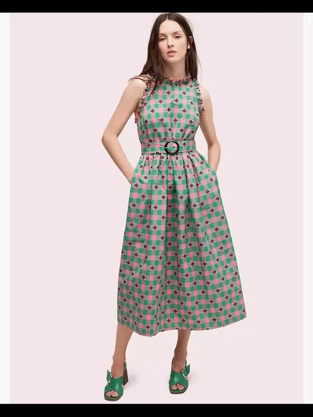 kate spade Gingham Spade Belted Dress